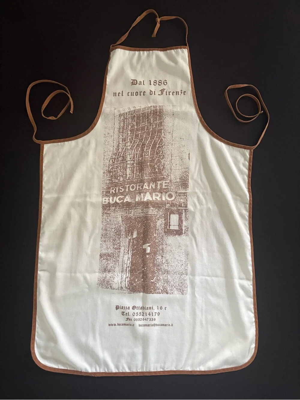 Florence Italy Travel Memorabilia Historic Buca Mario Restaurant Apron